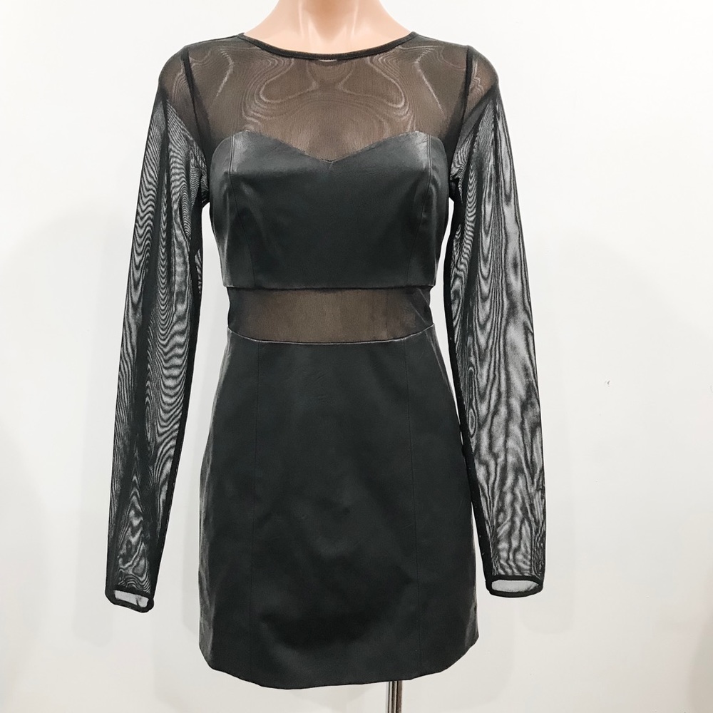 NEW! Guess x Tiesto Faux Leather Mesh Club Dress S